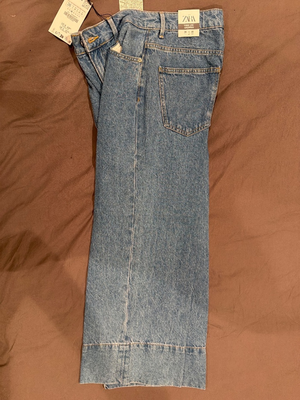 Zara Wide Leg Cropped Jeans Medium Wash Size 4 NWT